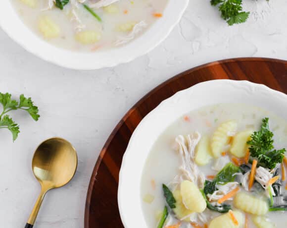 chicken gnocchi soup with spoon