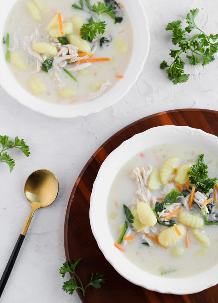 chicken gnocchi soup with spoon