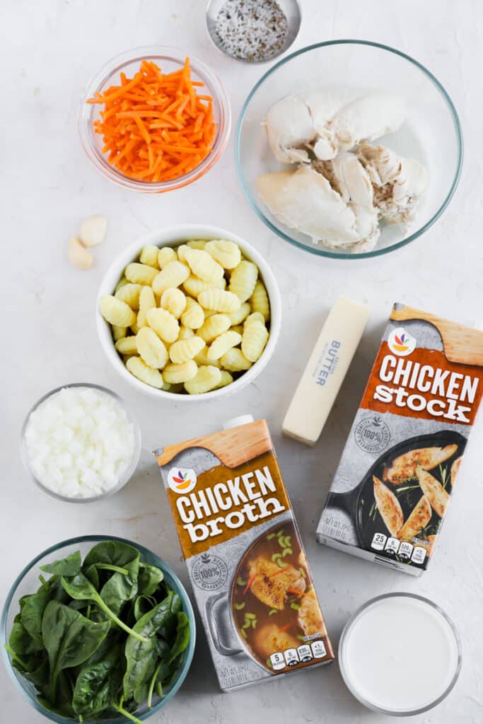 ingredients to make chicken gnocchi soup