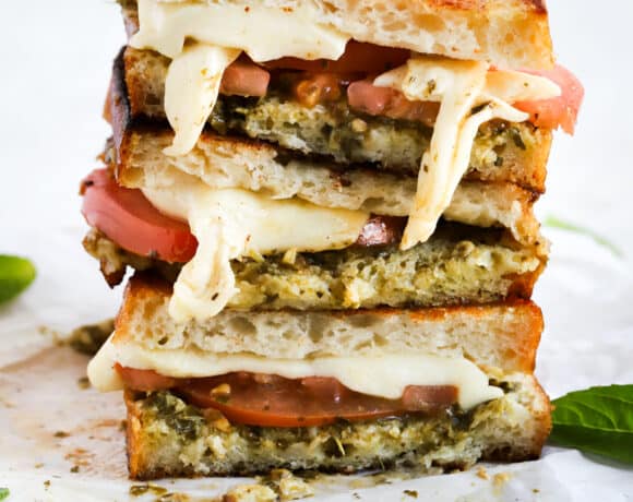 stack of caprese panini