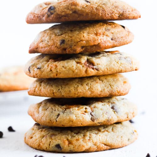 stack of chocolate chip cookies
