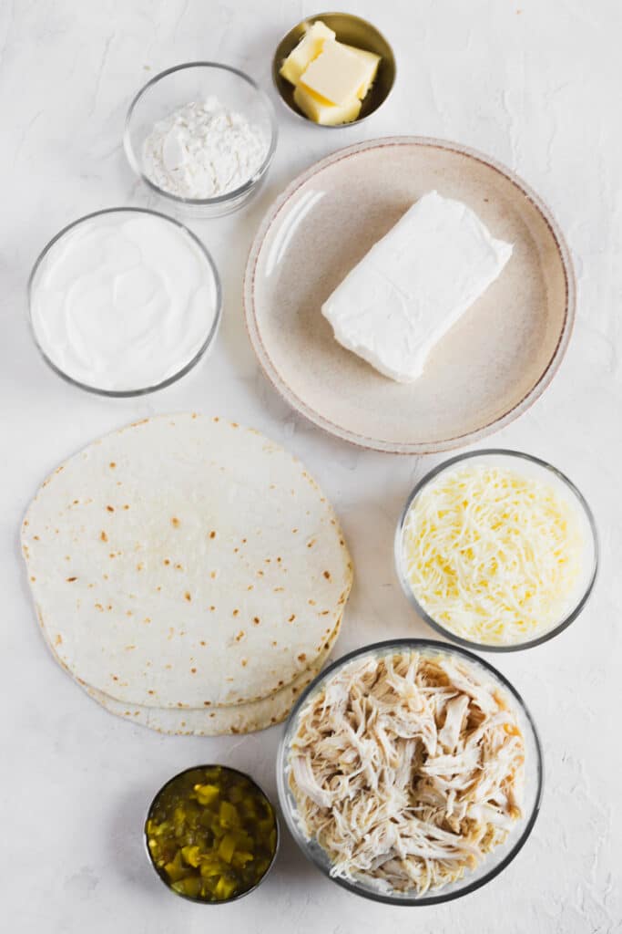ingredients for white chicken enchiladas with cream cheese