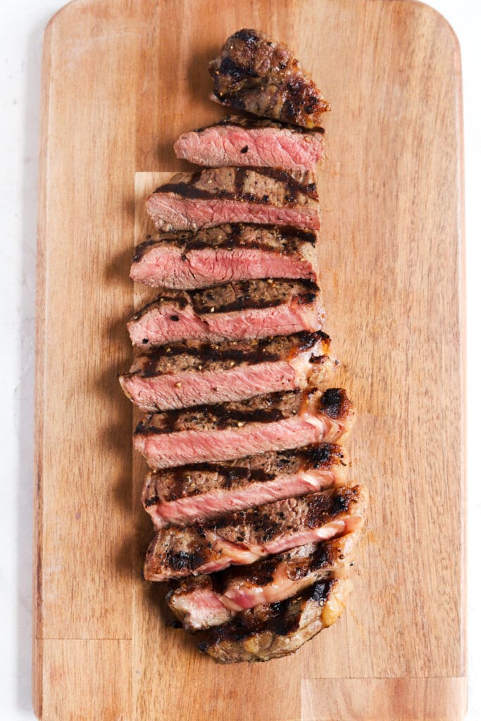 sliced reverse seared steak
