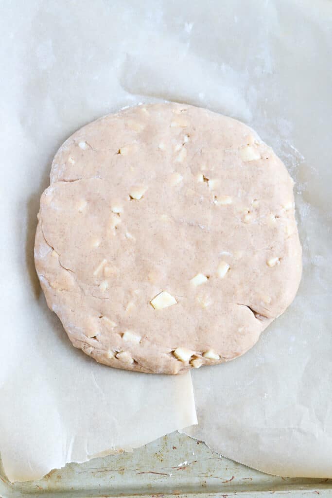 disk of scone dough before cutting