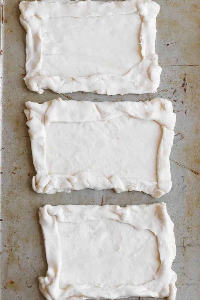 puff pastry on a baking sheet